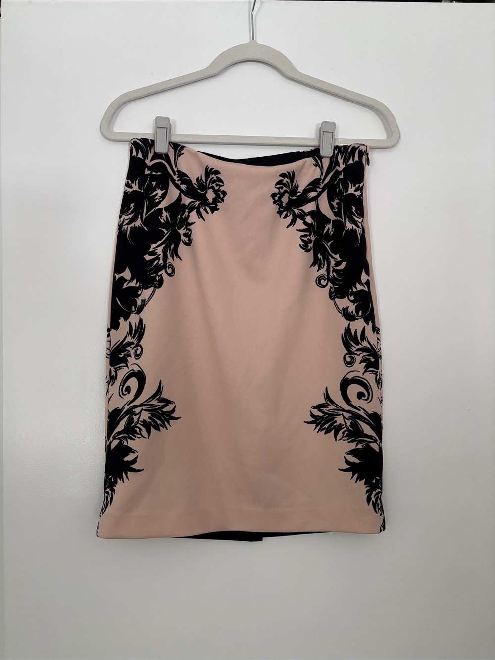 Women's Pink & Black Floral Print Pencil Skirt